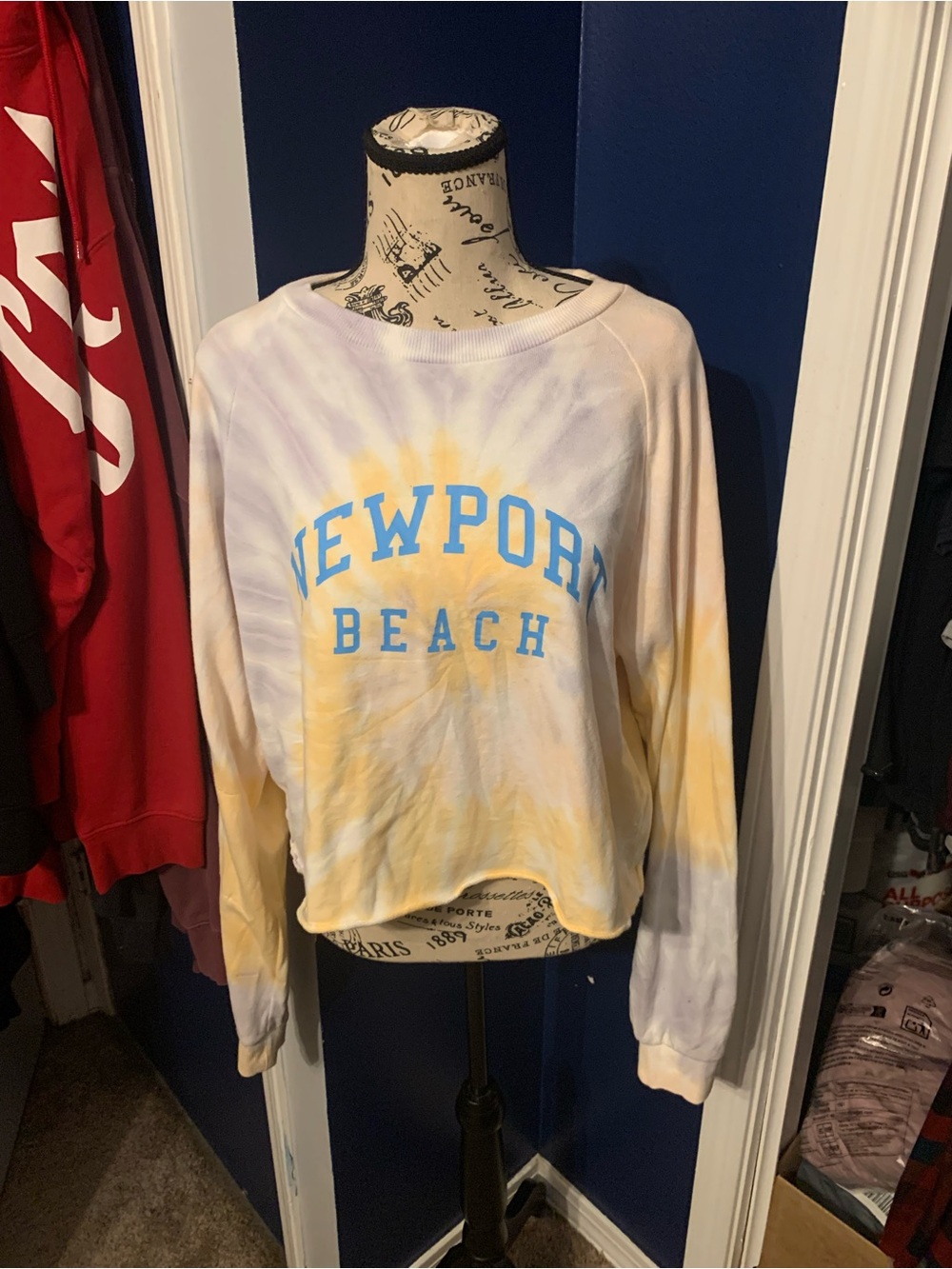 Forever 21 Yellow & Lavender Tie-Dye Newport Beach Sweatshirt